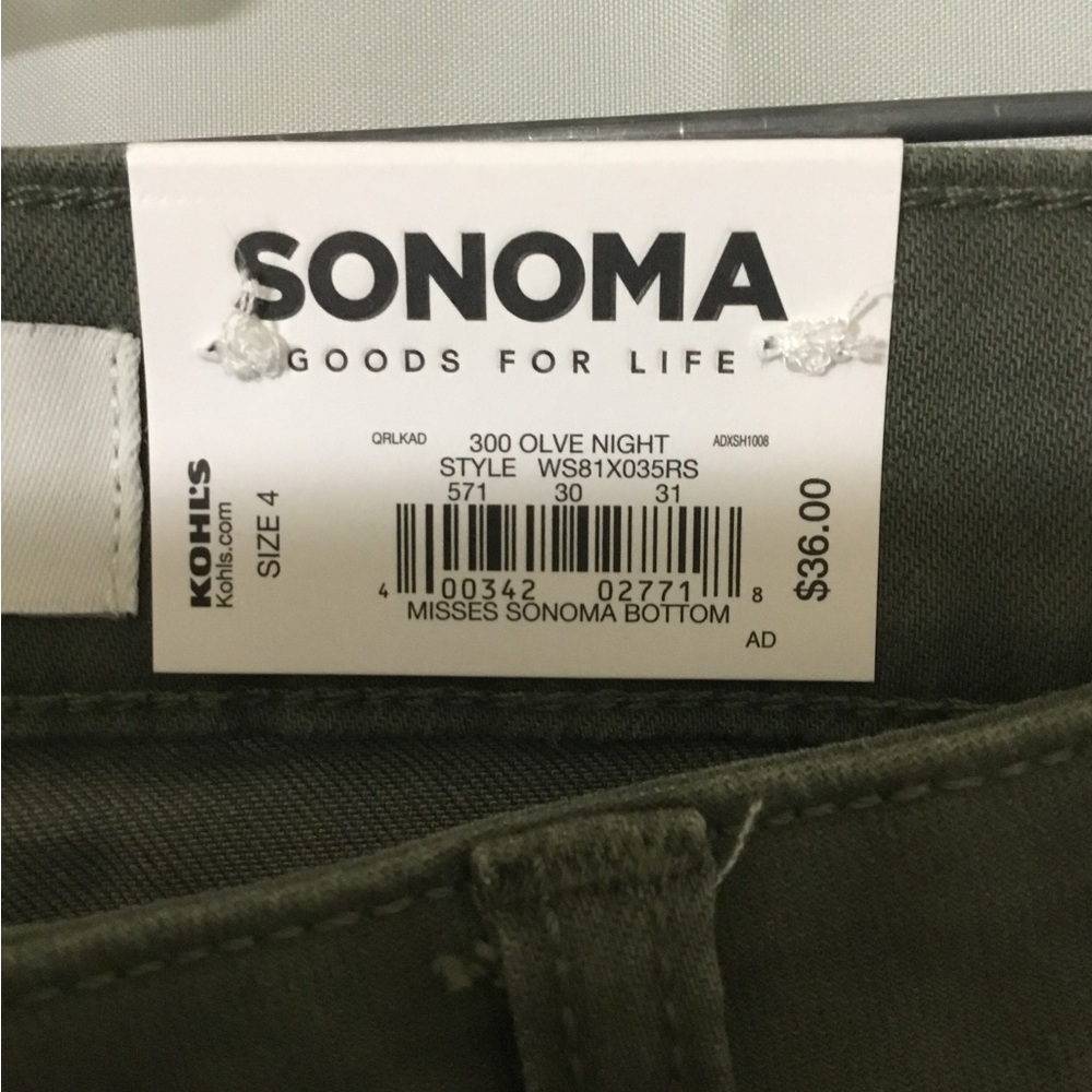 NWT~Sonoma Women’s Supersoft Stretch Size 4 Green Capri Jeans - Picture 4 of 9